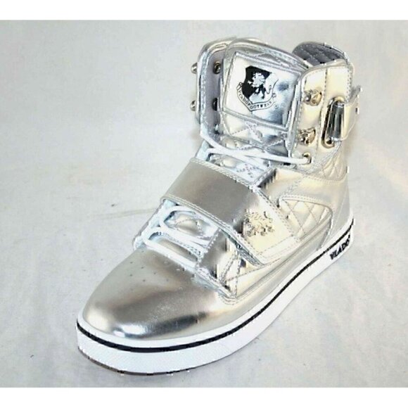 Vlado  Atlas Metallic SilverHi-Top Shoes Size Men's 5.5 Women's 7.5 - Picture 1 of 3